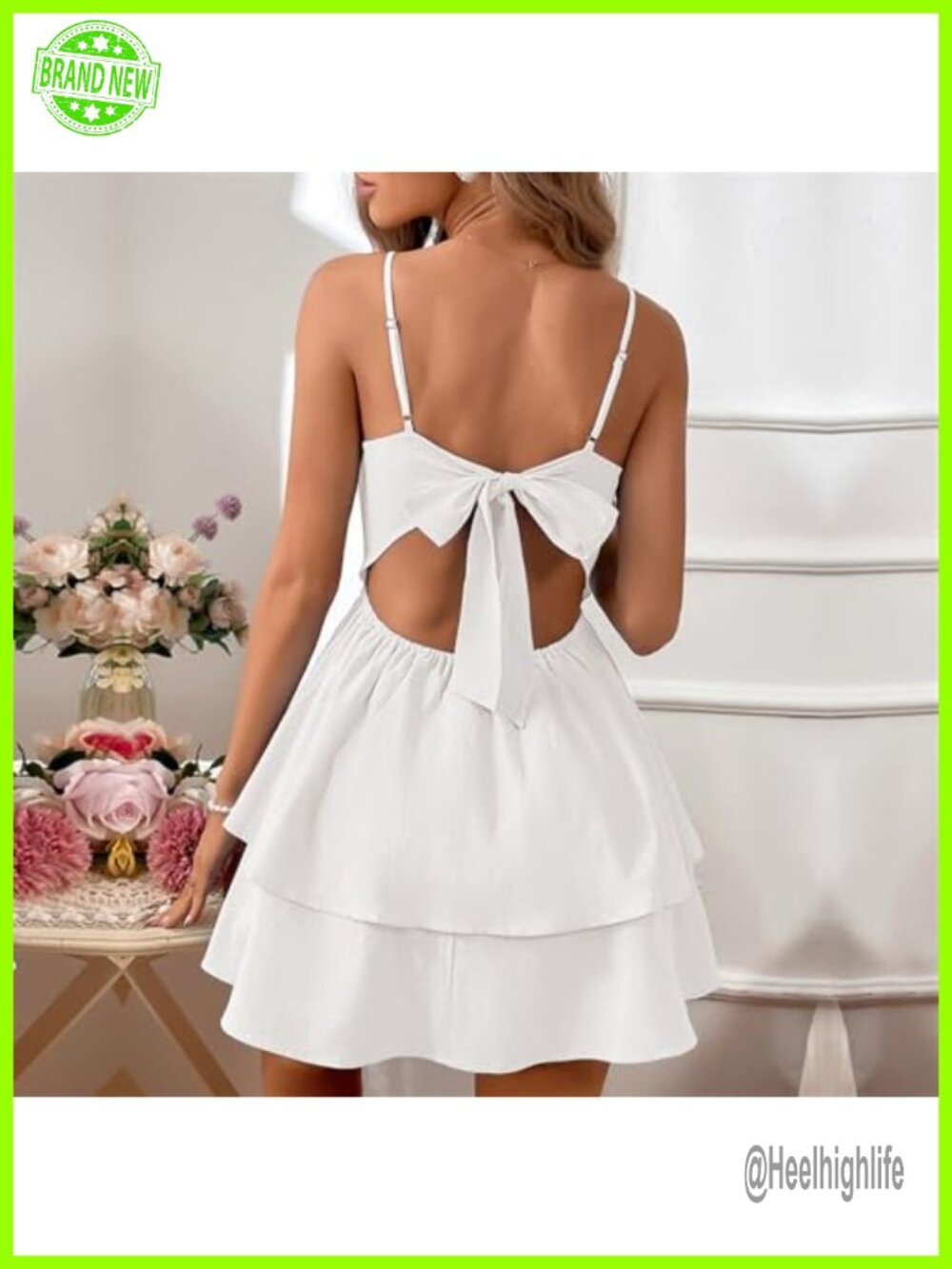 Women's Backless Bow Tie Halter Dress with Adjustable Straps - Picture 4 of 6